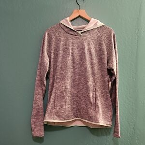 Columbia Women's Waldo Lake Pullover Hoodie-Heathered Gray w/ Pastel Teal Trim